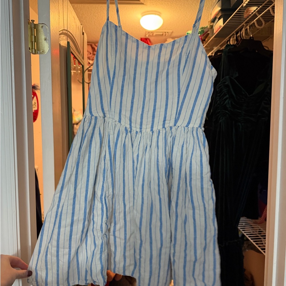 Blue and White Striped  Dress